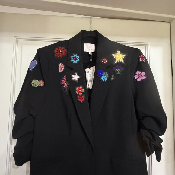 NWT $495 Cinq a Sept Black Jacket w Multicolored beads and Rhinestones sz 8 - Picture 4 of 7